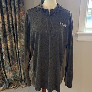 Huk Men's Olive Green Half Zip Hoodie